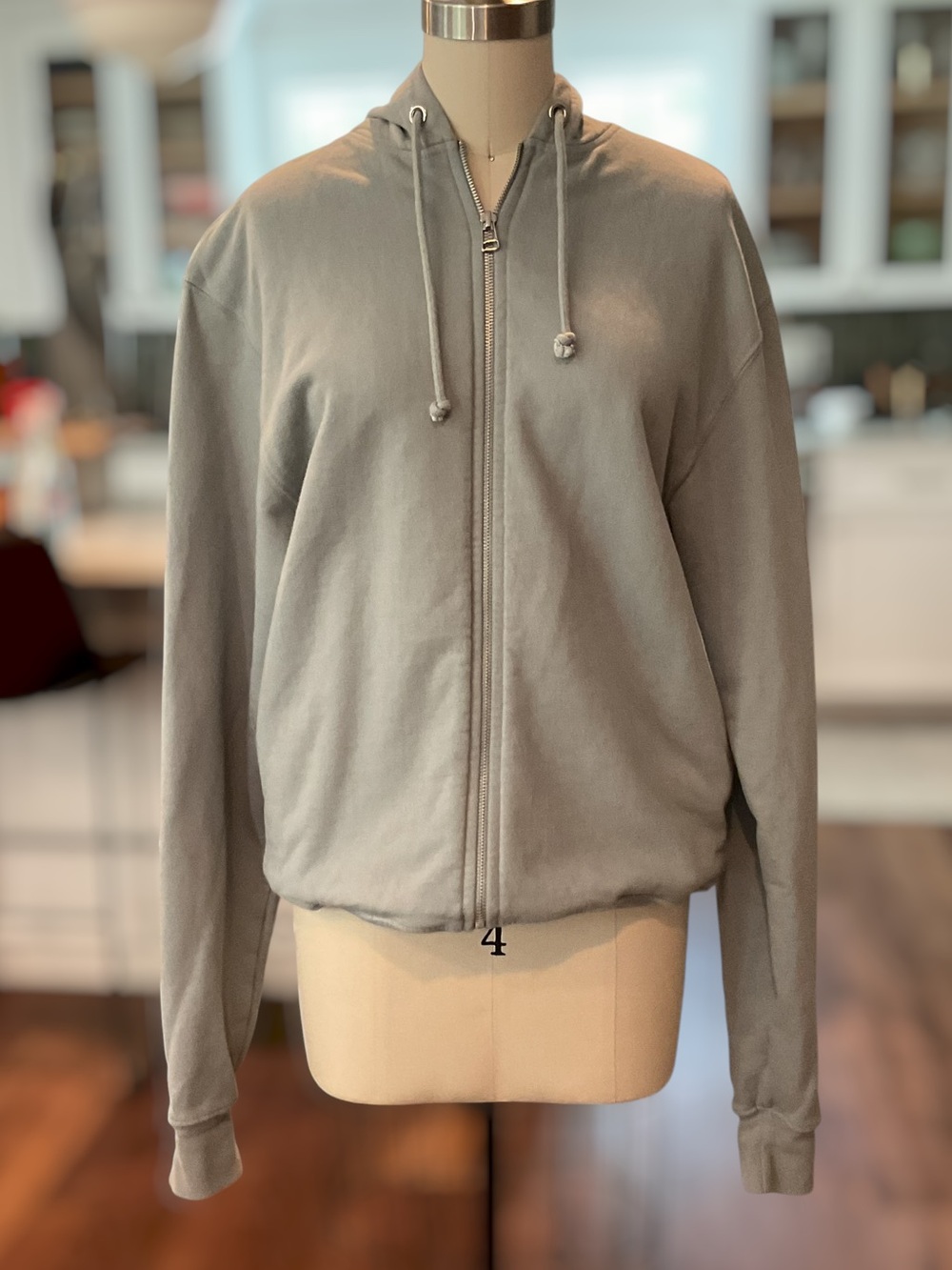 Good American Light Green Zip-Up Hoodie Sweater EUC